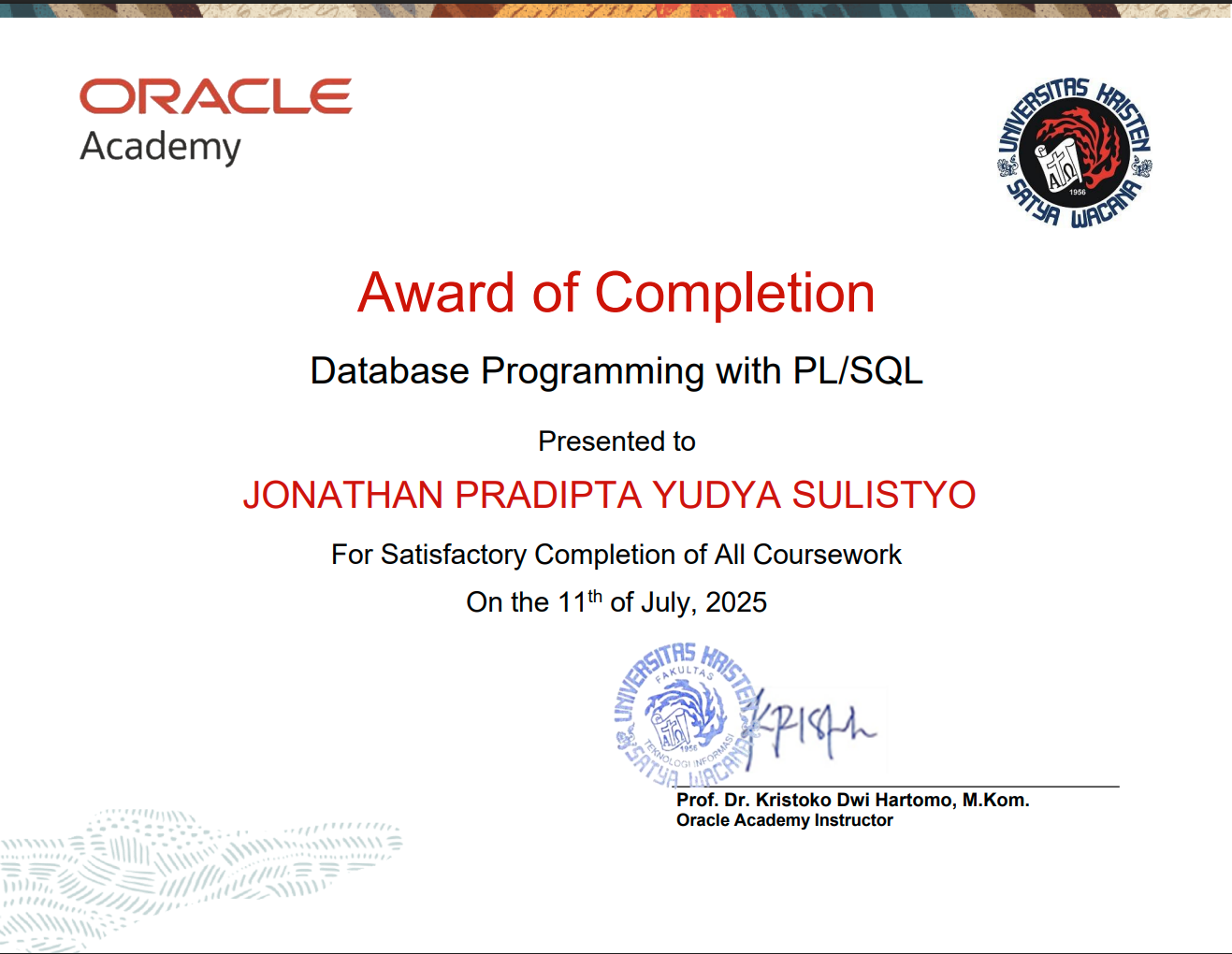 Oracle Administrator Certificate